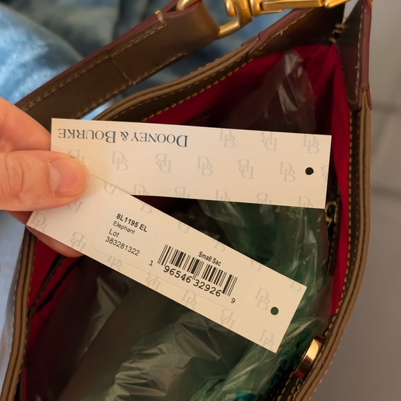 NWT Dooney & Bourke Florentine Leather Hobo Shoulder Bag Elephant Taupe - Picture 7 of 14